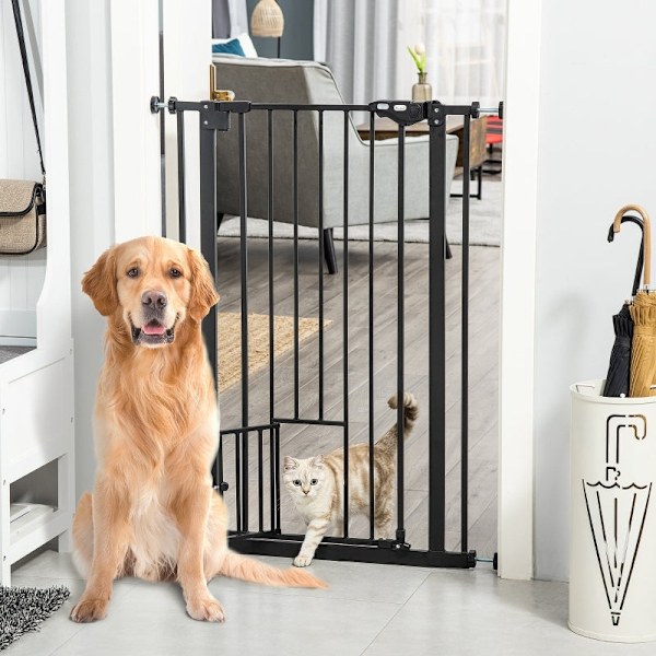 Rootz Pet Safety Gate - Hundedørbeskytter - Justerbar bredde - Stål - Automatisk lukning - Dobbeltlåsesystem - 68 cm x 104 cm x 5 cm