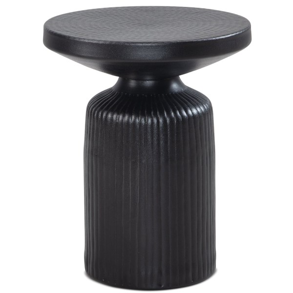 Rootz Modern Design Sidobord - Runt bord - Elegant Lamell Look - Handgjord - Pulverlackerad aluminium - 40cm x 40cm x 50cm