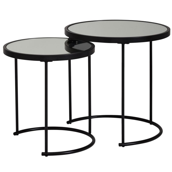 Rootz design -sivupöytä pyöreä Ø 50-42 cm - 2 kpl musta peililas