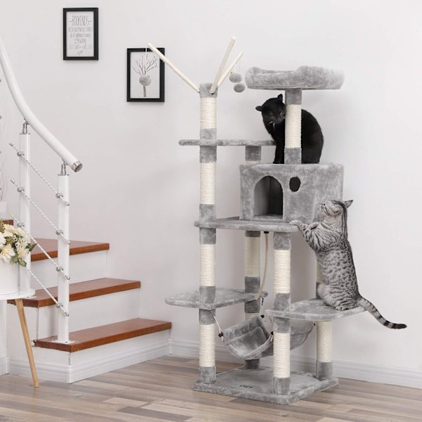 Rootz Cat Scratching Post - Skrapträd - Cat Tower - Community Design - 50cm x 50cm x 154cm, spånskiva + plysch + sisal