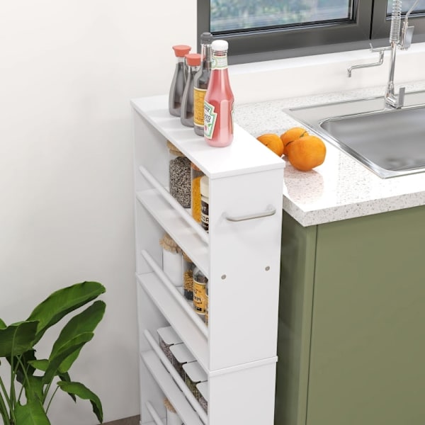 Rootz Sidevogn med hjul - Køkkenvogn - Mobil opbevaring - 360° hjul og låsning - 45W x 15D x 91H cm