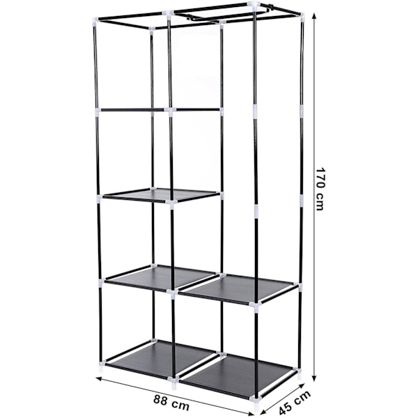 Rootz Garderobe XL - Garderobeskab - Sammenfoldelig Garderobe Sort