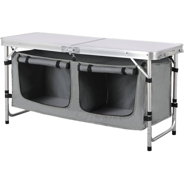 Rootz justerbart campingbord - Bärbart hopfällbart bord - Utomhusmatbord - Justerbart i höjdled, integrerad förvaring, enkelt underhåll - 47 cm x (62