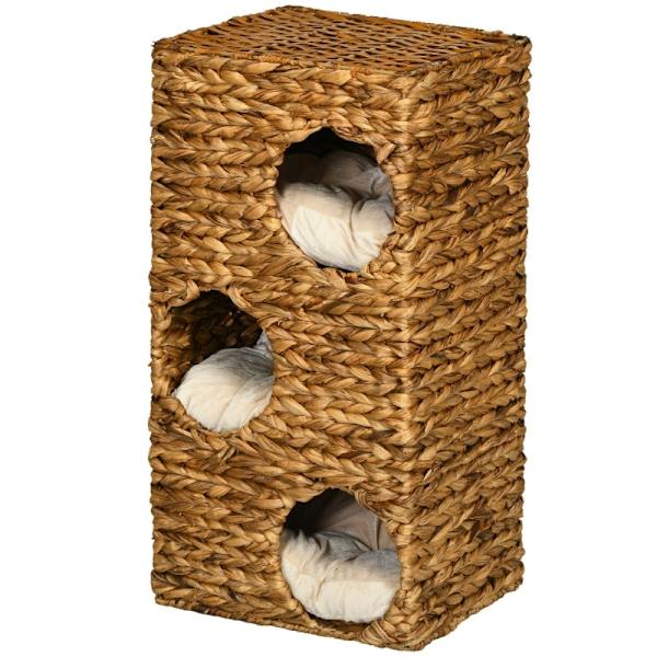 Rootz Cat Tower - Kattekradsestolpe - Cat Condo - Vandhyacint - Multi-level - Vaskbare puder - 40cm x 31cm x 76cm
