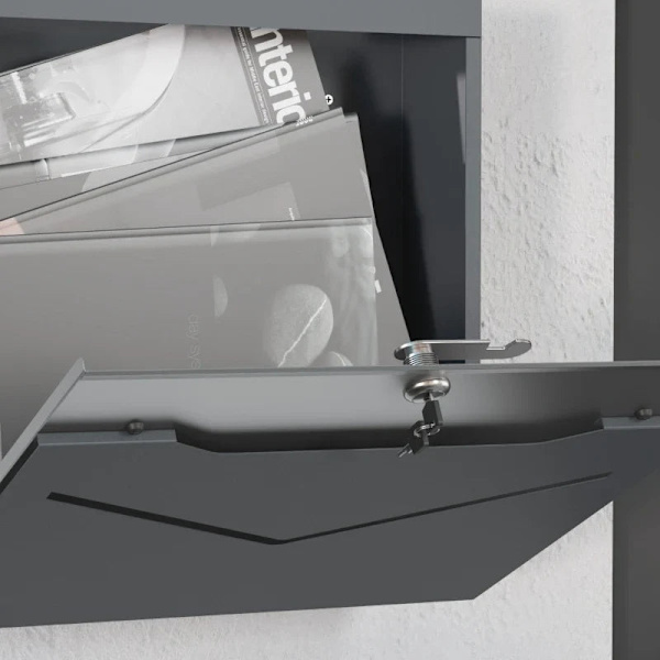 Rootz Mailbox - Brevlåda - Modern Design - Väderbeständig - Galvaniserat stål - Grå - 37cm x 10,5cm x 37cm