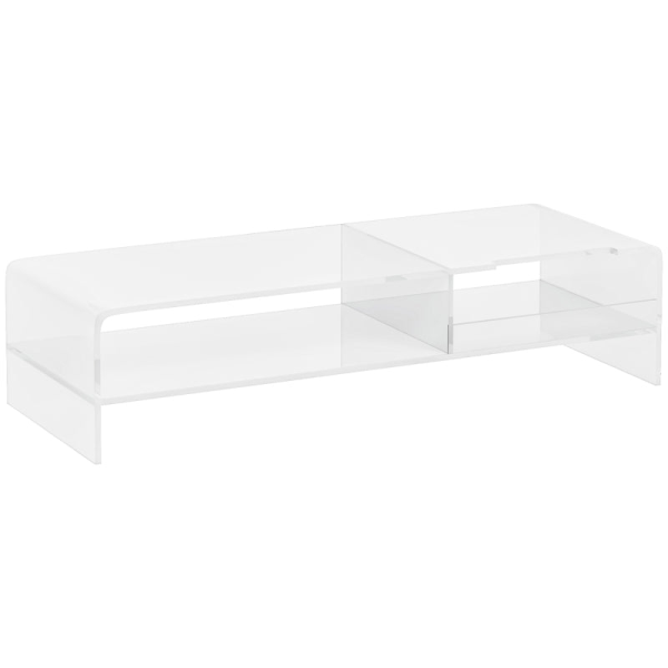 Rootz monitorstativ -med tangentbordsfack - Transparent - För bildskärmar upp till 24 tum - 2 nivåer - Akryl - 50,8 x 19 x 12 cm