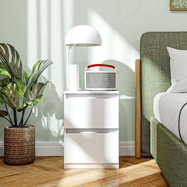 Rootz 2 skuffe Bedside Bord - natbord - Sidebord - Rigelig opbevaring - 39,6L x 32,3W x 56H cm