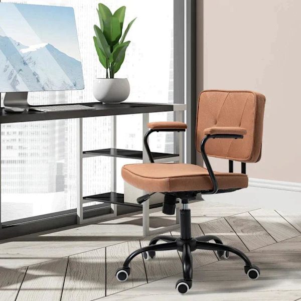Rootz kontorsstol - Elegant kontorsstol - Skrivbordsstol - Höjdjusterbar - 360° Rotation Tiltbar - Brun - 61 x 58 x 82-91 cm