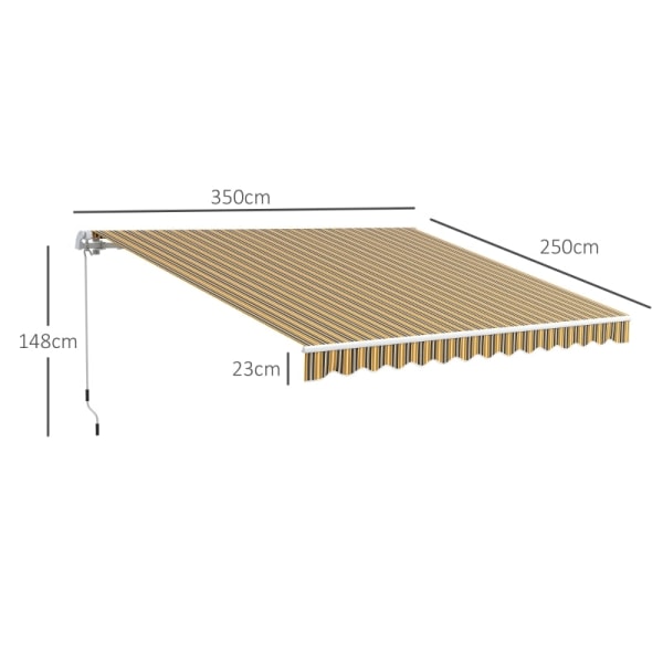 Rootz Markissolskydd - Solskydd - Utomhusskydd - Slitstark polyester - Enkel användning - Väderbeständig - 3,5 m x 2,5 m - Gul + Grå