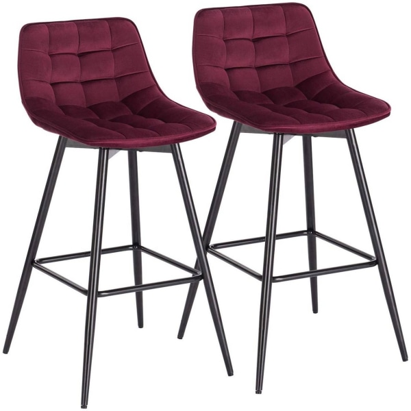 Rootz Barpall - Designer motpall, sammetsfotstöd - Bekvämt, hållbart, mångsidigt - Bordeaux sammet och metall - 43 cm x 35,5 cm x 64 cm