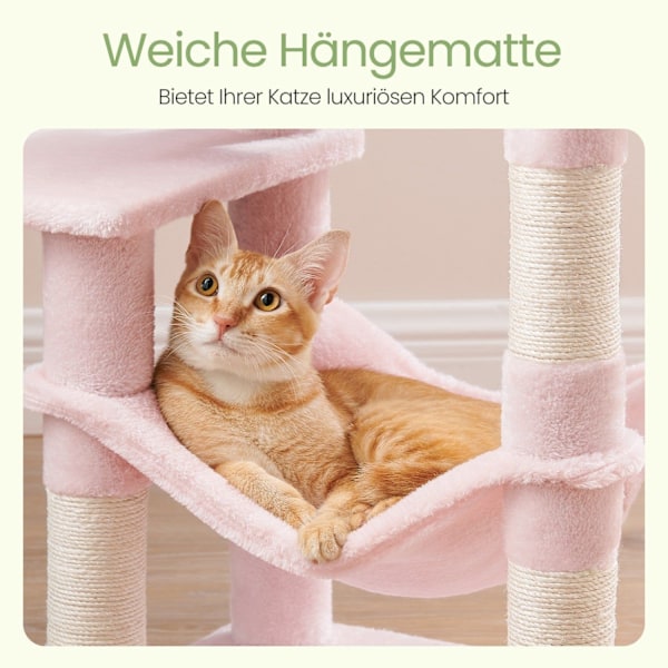 Rootz multi -etagers kattetræ - Scratching Post - Cat Tower - Cave & Hammock - 45x35x112cm