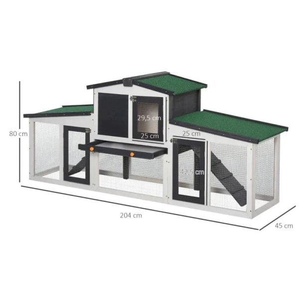Rootz Small Animal Hutch - Kanin Hutch - Pet House - Bunny Hutch - Bur Small - Animal Habitat - Trä - Vit/Grön