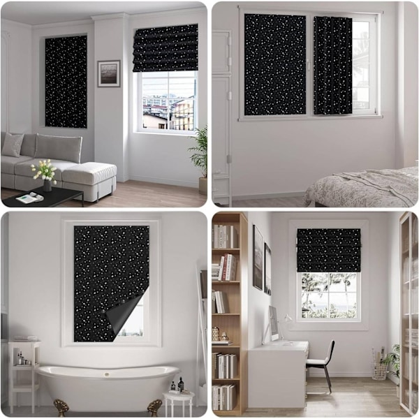 Rootz mörkläggningsrullgardin - Termisk fönsterskärm - Ljusblockerande gardin - Bärbar och hållbar - 100 % polyester - 130x200 cm - Svart