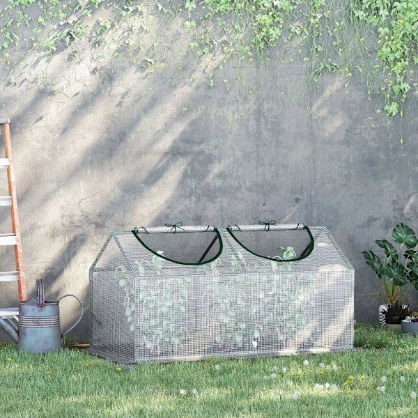 Rootz Drivhus - Folie Drivhus Med Vindue - PE Drivhus - Tomathus - Kold Ramme - Hvid - 120 x 60 x 60 cm