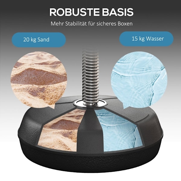Rootz Bokseboldsæt - Boksetræner - Stressreduktion - Højdejusterbar - 3 kg - Kunstlæder - 24 cm x 30 cm - Sort