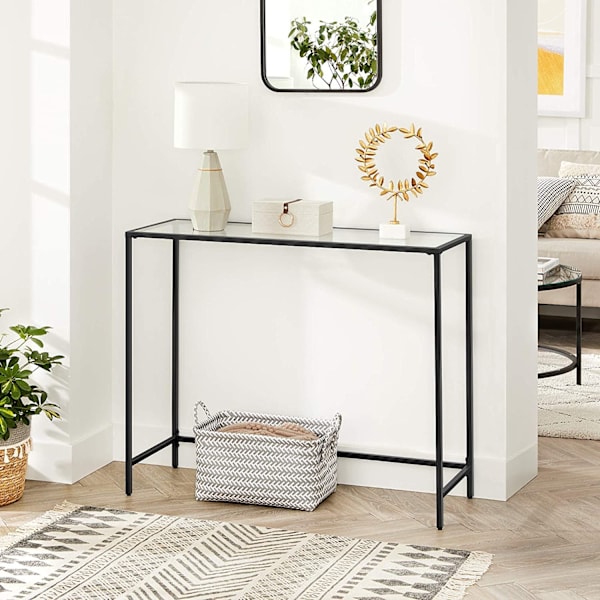 Rootz Konsolbord - Svart metallglas - Entrébord - Soffbord - Modern design - 100cm x 35cm x 80cm