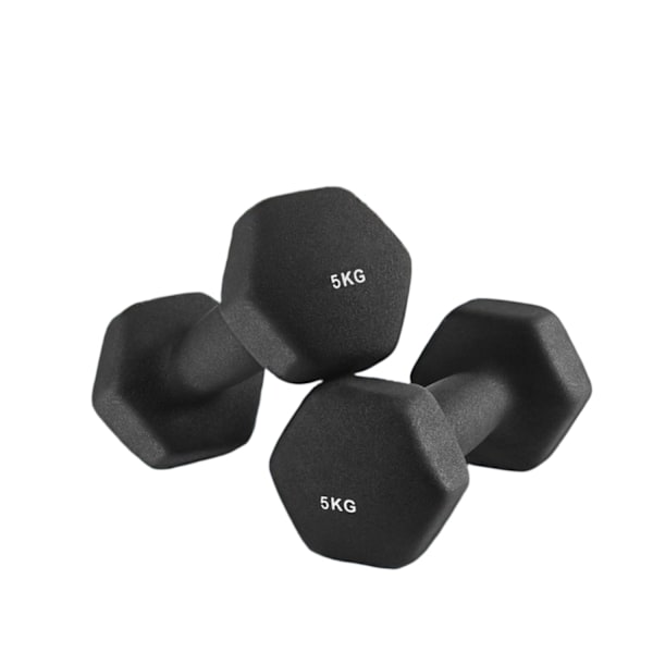 Rootz 2 -stycken Dumbell Set - Handvikter - Träningsvikter - Rymdbesparande - 2 x 5 kg - Ergonomiskt handtag - Hexagonal form