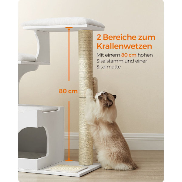 Rootz Cat kradsestolpe - Kattetræ - Klatretårn - Spånplade - Plys - Sisal - 66cm x 40cm x 86cm
