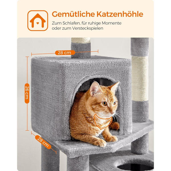 Rootz Cat Skrapstolpe - Kattträd - Skrapare - Spånskiva - Plysch - Sisal - 49cm x 40cm x 155cm