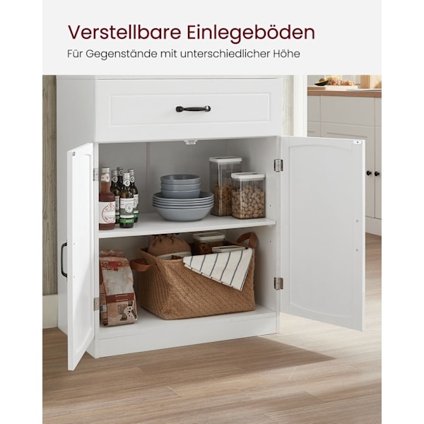 Rootz Modern Köksskåp - Vit skåp - Justerbara hyllor - MDF-spånskiva - 41,5 cm x 73 cm x 179,8 cm - Stor förvaring - 42,5 kg