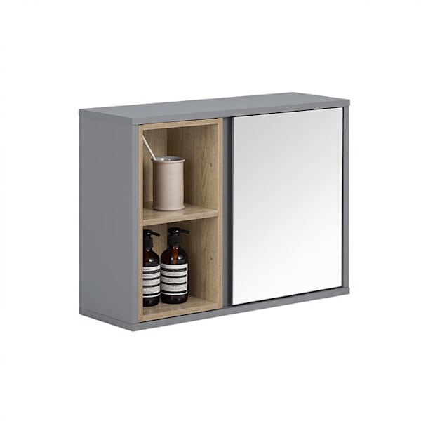 Rootz Mirror Door Wall Cabinet - Badrumsförvaring - Väggskåp - Rymdbesparande - 60 cm x 45 cm x 20 cm