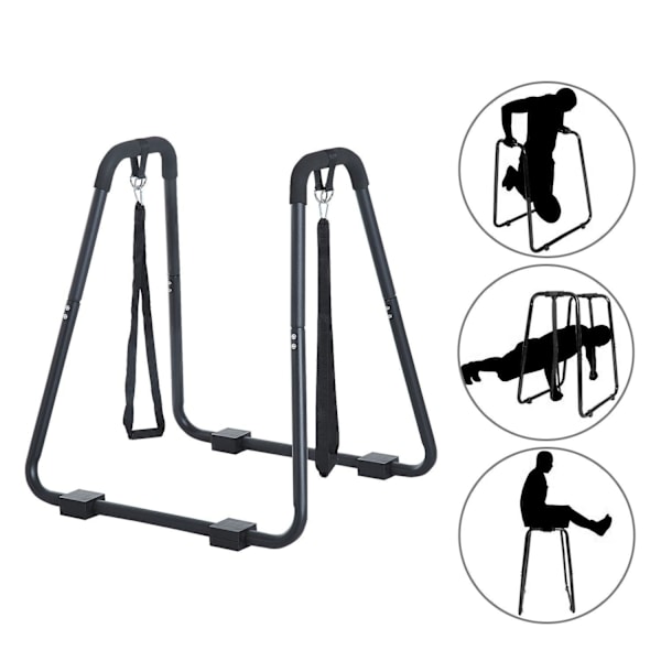 Rootz Dip Station med Sling Trainer - Sort - Stål - 35,43 cm x 31,88 cm x 36,41 cm