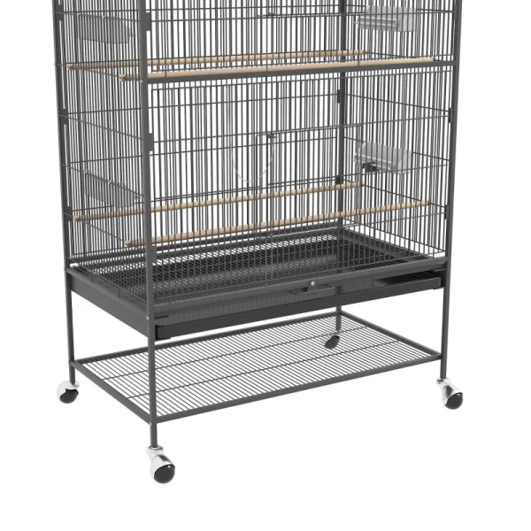 Rootz Fågelbur - Inklusive sittpinnar - Fågelleksak - Avtagbar basfack - 1 hylla - Grå - 94L x 57W x 153H cm
