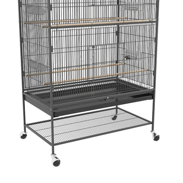Rootz-lintuhäkki - Sisältää ahvenet - Lintulelu - Irrotettava alusta - 1 hylly - Harmaa - 94L x 57L x 153K cm