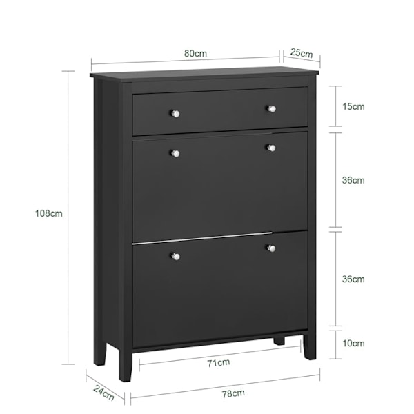Rootz Skoskåp - Entréförvaring - Skoorganisator - MDF - Rymlig låda - 80cm x 108cm x 25cm - Förköp till 2024-10-16