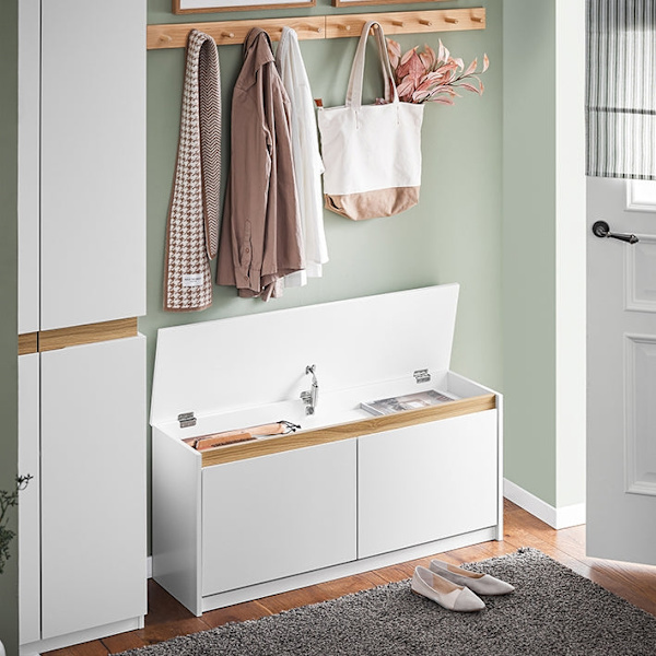Rootz Skobänksförvaring - Skoställ - Entrébänk - MDF-material - 104cm x 47cm x 30cm - Organisera skor/tillbehör - Utrymmesbesparande