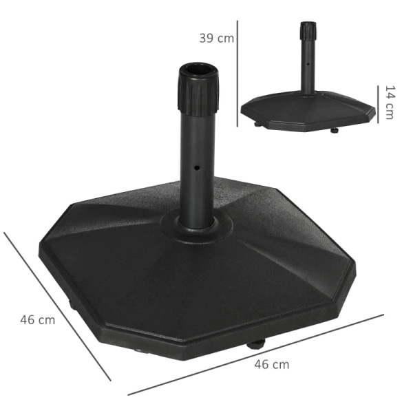 Rootz paraplyställ - 22 kg cement - Fyllning Kompakt form - Plast - Hus - Svart - 46 x 46 x 39 cm