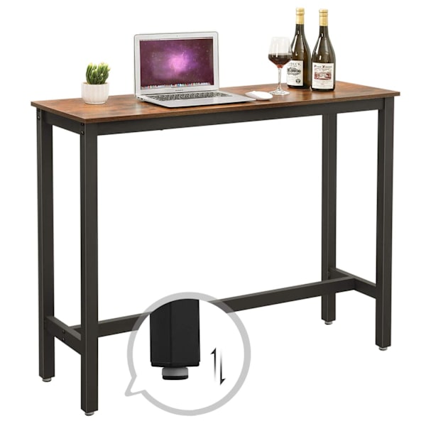 Rootz Skriveborde - Barbord - Robust metalstel - Industrielt design - vintage brun - sort (120 x 40 x 100 cm)