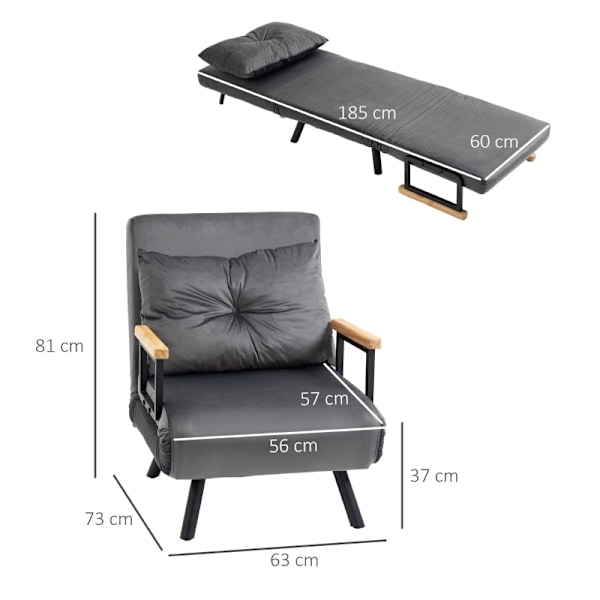 Rootz afslapningsstol - Scandi Design hvilestol - Læsestol - 5-niveau justerbart ryglæn - Ekstra pude - Stålramme - 63W x 73D x 81H cm