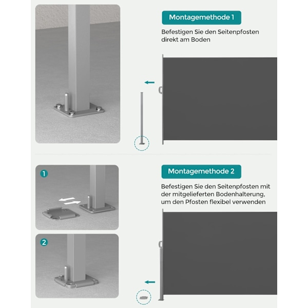 Rootz Sidefortelt 200 x 350 cm - Antracit - Skyggeskærm - Privacy Shield - Pulverlakeret metal - 200 cm x 350 cm x 10 kg