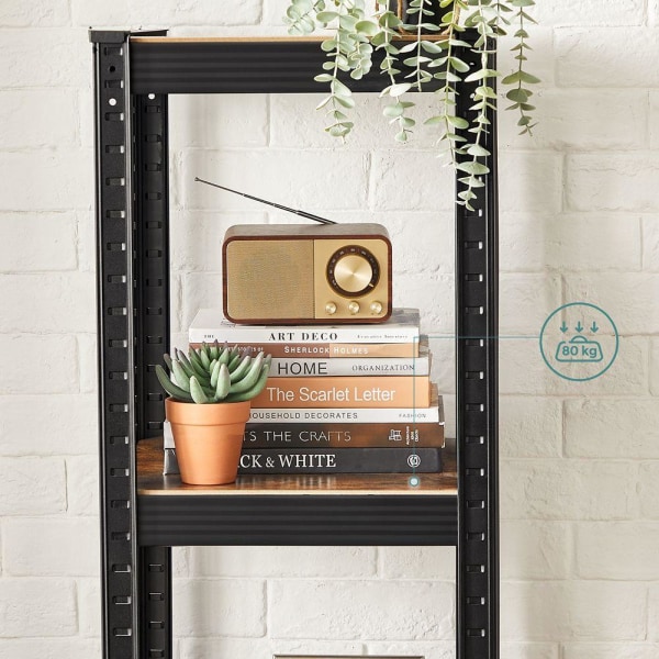 Rootz-säilytysteline - Kestävä hylly - Pysyvät hyllyt - 5 hyllyä Säilytystelineet - Säilytyshyllyt - 5 hyllyllä - Vintage ruskea-musta - 150 x 37 x 37