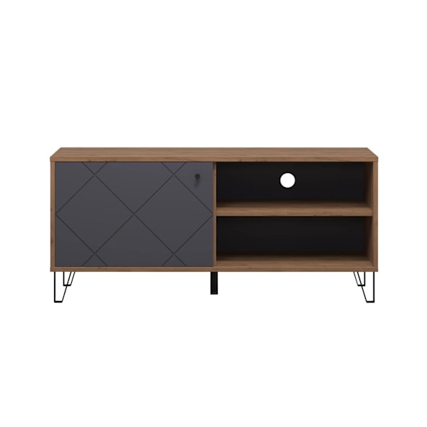 Rootz TV Lowboard - Television Stand - Media Console - Entertainment Center - TV Cabinet - Display Unit - Storage Shelf - Oak Kraft Gold/Graphite - 12