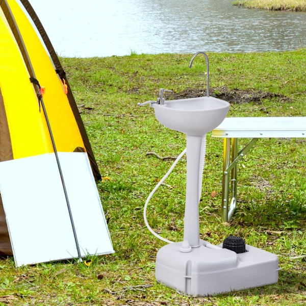 Rootz Portabelt handfat utomhus - Mobilt handfat - Campingdisk - Integrerad tvålautomat - 51 cm x 33,5 cm x 103 cm