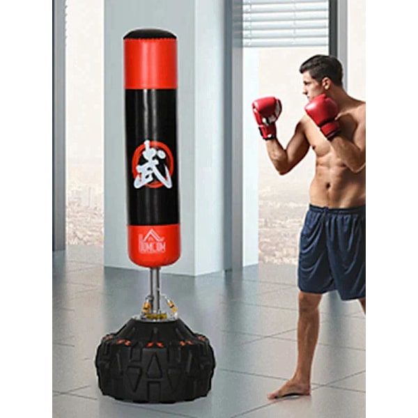 Rootz Boksesæk - Boksetræning - Boksestativ - Boksestativ - Bokseassistent - Sort/Rød - 60x60x180 cm