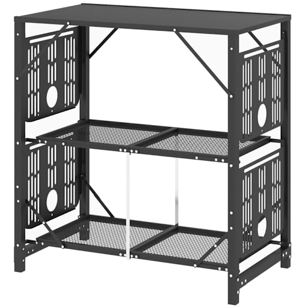 Rootz Campingbord - Picknickbord - Utomhusskåp - Ökad förvaring - Kompakt och bärbar - Hållbar konstruktion - 126cm x 44cm x 80cm - Svart