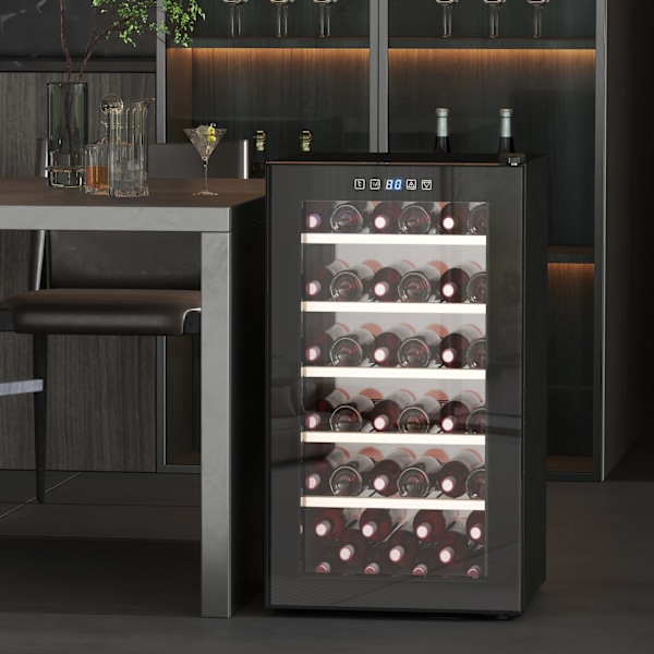 Rootz Wine Kylskåp - Dryck Kylskåp - Wine Cooler - LED Display - 45.1x53.8x79.8cm - 41 flaskkapacitet