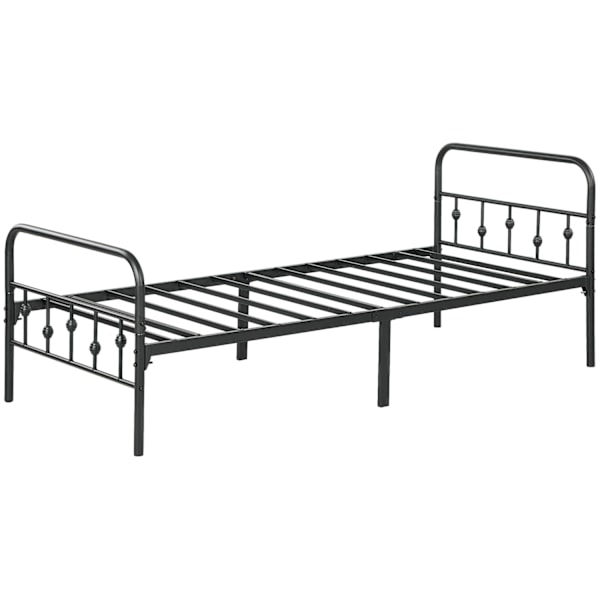 Rootz Metal enkelbäddsram - svart säng - tyst ram - enkel montering - 206,9 cm x 91,8 cm x 82,5 cm - 32 cm lagringsutrymme