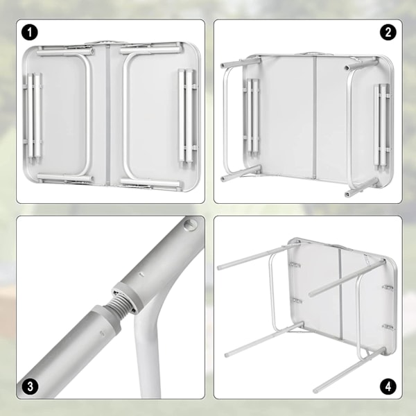 Rootz Campingbord - Udendørs klapbord - Picnicbord - Let og foldbart - Højdejusterbar - Robust og stabilt - 55 cm x 25,5/58,5 cm x 75 cm