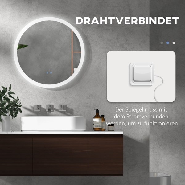 Rootz LED badrumsspegel - Väggmonterad sminkspegel - Justerbar ljusstyrka - Minnesfunktion - Immskydd - IP44 - 60cm x 3cm