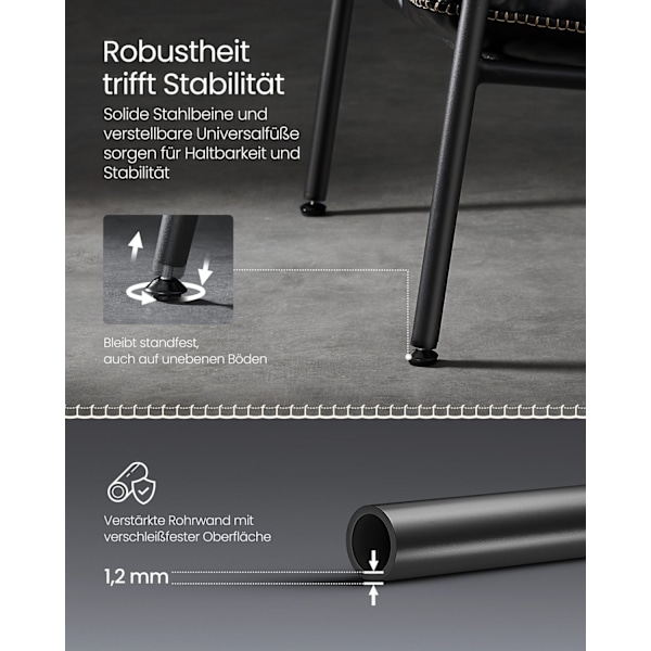 Rootz Ink Black lepotuoli - Lepotuoli - Pehmustettu istuin - Teräsrunko - Polyesterikuitu - PU-synteettinen nahka - Kevyt - Tukeva - Mukava - 90 cm x