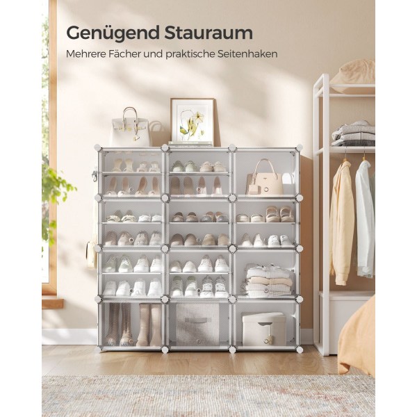 Rootz White 12 Cube Storage Organizer - Garderobsorganisator - Cube Organizer - ABS Plastic Connector - PP Plast Board - Stålram - 32cm x 83cm x 187cm