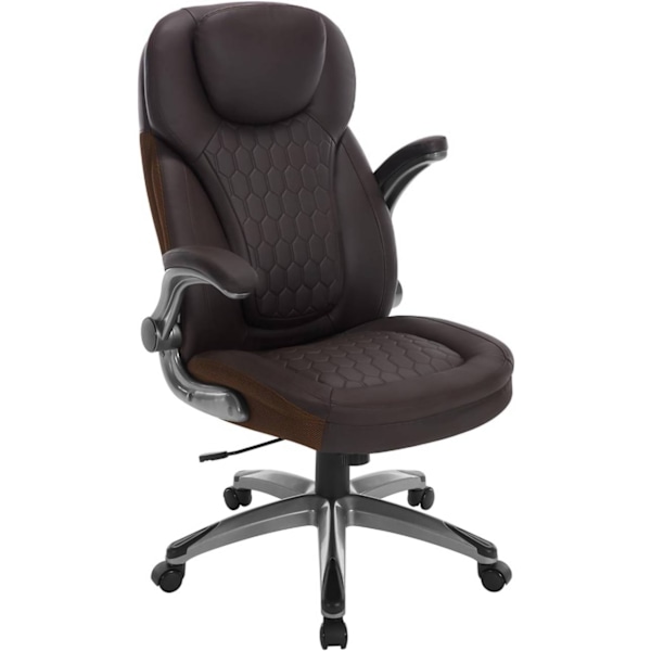 Rootz Ergonomic Executive Swivel Chair - Sort/Brun - Højelastisk skum - Justerbar højde - PU betræk - 67 x (114,5-124,5) x 78 cm