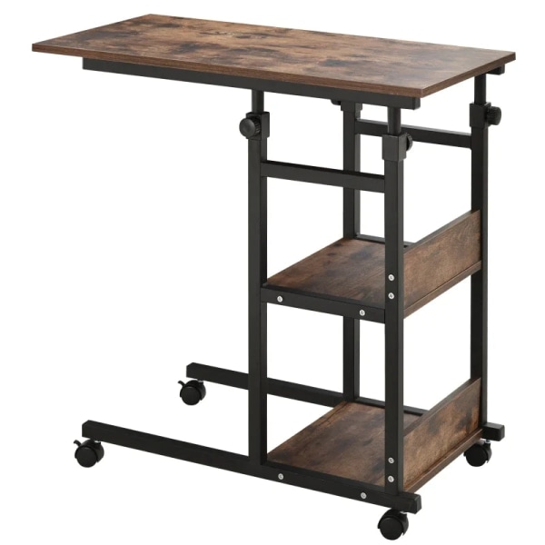Rootz sidobord på hjul - 4 hyllor - Justerbar i höjdled - Soffbord - E1 spånskiva - PP Plast - Svart - 80L x 40W x 72-82H cm