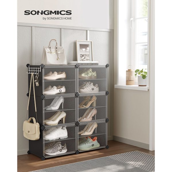 Rootz 9 Cube Storage Organizer - Sort - ABS-plastik - Stålramme - Rummelige rum - Nem montering - 32cm x 124cm x 94cm