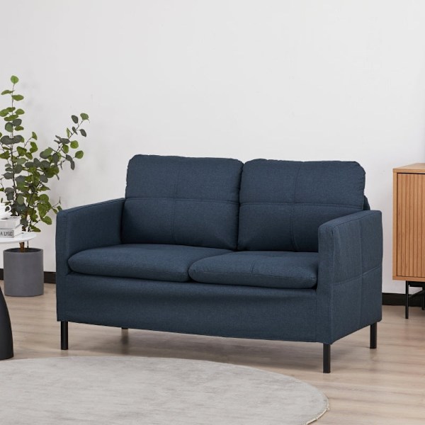 Rootz 2-sits soffa - Loveseat - Klädd soffa - Elegant design - 135L x 67W x 80H cm - Krämfärgad - Tyg i linne-look