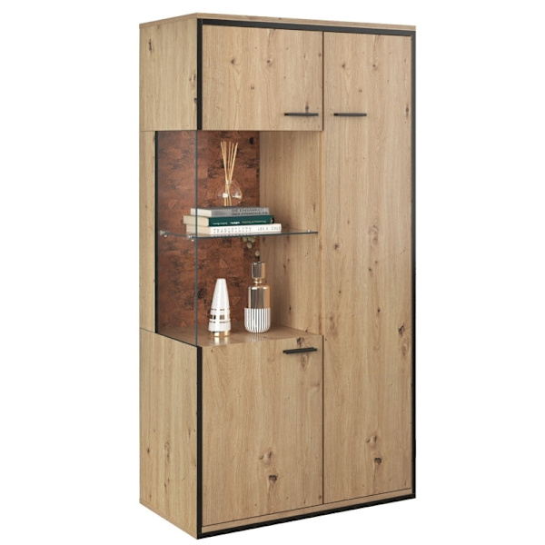 Rootz Modern Vitrineskab - Vitrineskab - LED-skab - 15 farver LED-belysning - 150H x 78W x 40D cm